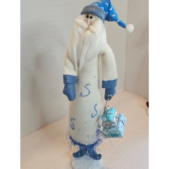 Tall Slender Santa Figurines  Felted Shopping Packages Decorating Tree 17" tall - Picture 3 of 10